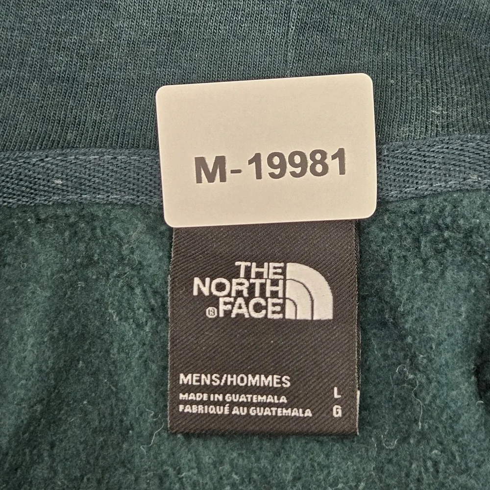 The‎ North Face Men Hoodie L Teal Graphic Fleece Logo Plaid Activewear Long